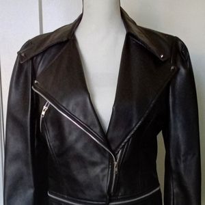 Black pleather jacket, new